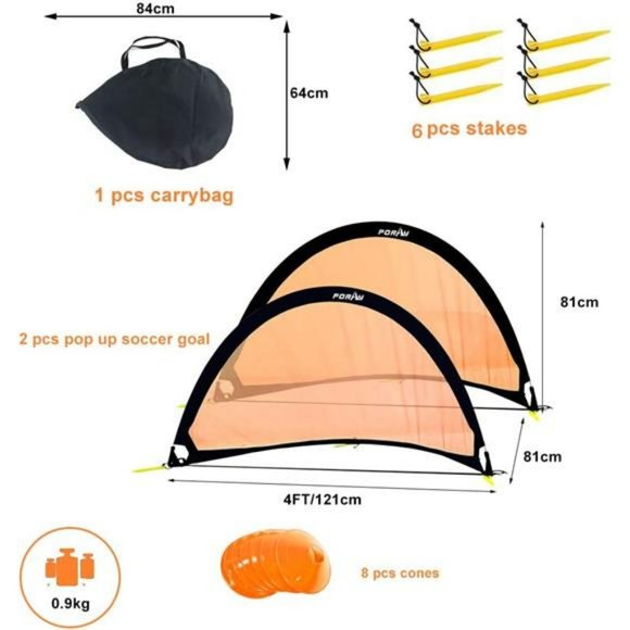 Pop up Soccer Net Soccer Goal for Kid Portable with 8 Field Marker Cones - Picture 3 of 6